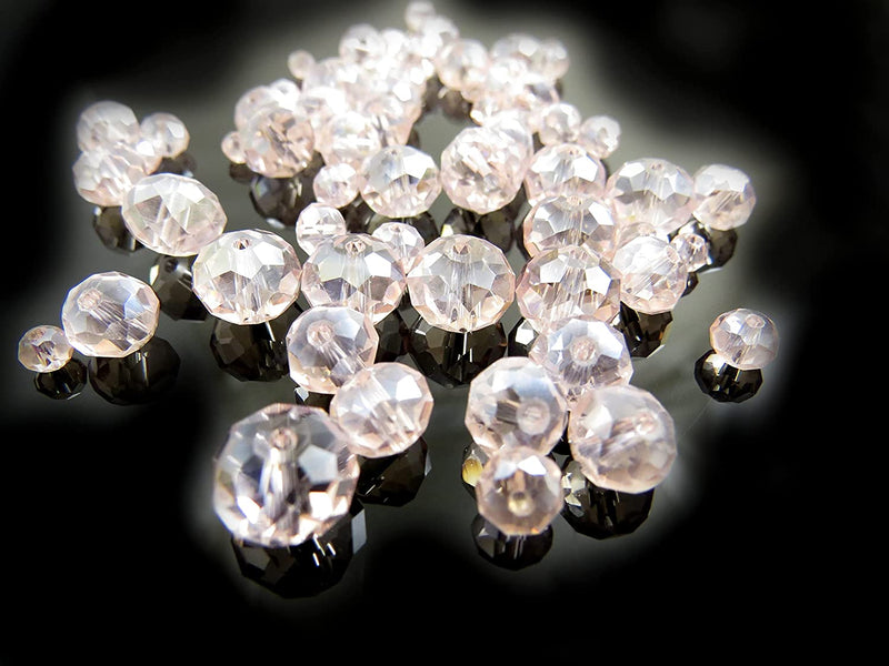 300 pcs Faceted Crystal Rings, Mix of 4 sizes, Pink AB