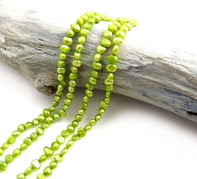 190pcs Natural Freshwater Beads 3-5mm, Lime Green Color
