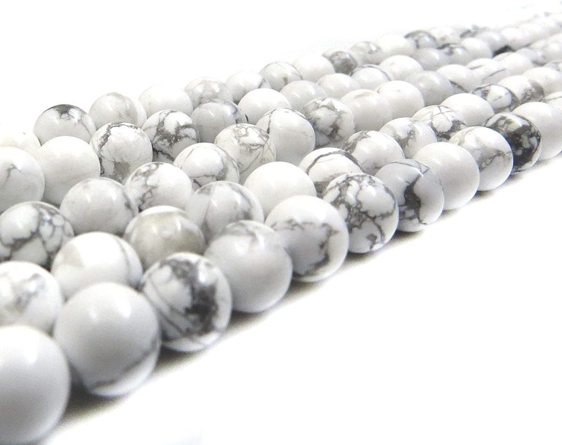Howlite Semi-precious stones 6mm round, 60 beads/15" rope (Howlite 6mm 2 ropes-120 beads)