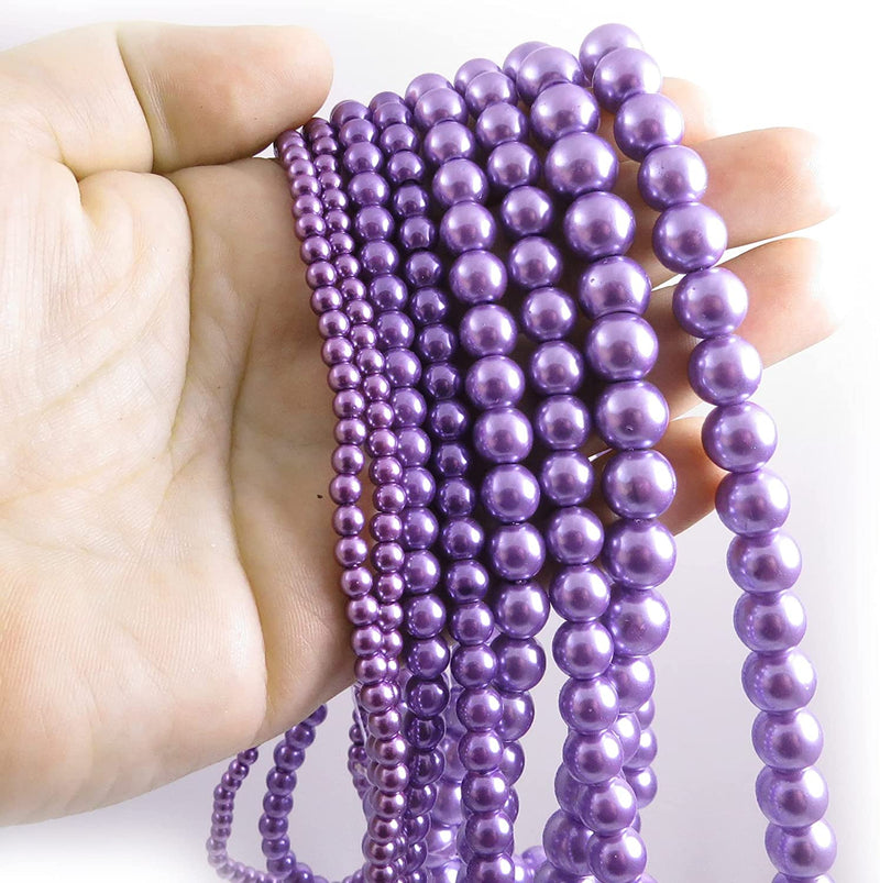 556pcs Glass Beads Collection, 4 sizes 4-6-8-10mm color Purple