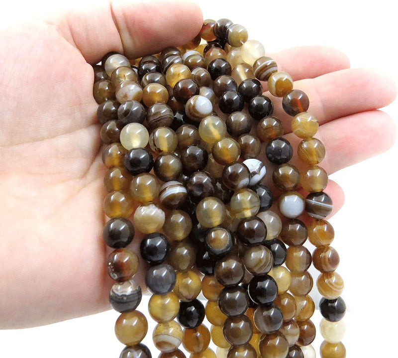 Brown Lace Agate Semi-precious stones 8mm round, 45 beads/15" rope (Brown Lace Agate 1 rope-45 beads)