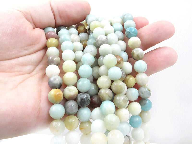 Natural Brown Amazonite Semi-precious Stones 8mm round, 45 beads/15" cord (Brown Amazonite 1 cord-45 beads)