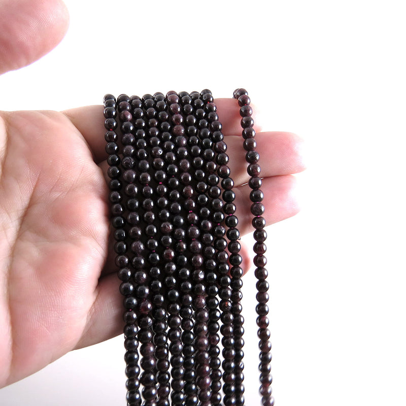85 beads Semi-precious garnet 4mm round (Garnet 4mm 1 string-85 beads)