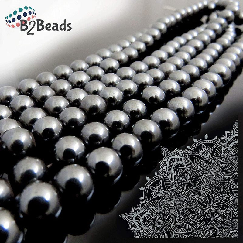 Magnetic Hematite Semi-precious stones 6mm round, 60 beads/15" rope (Magnetic Hematite 6mm 1 rope of 60 beads)