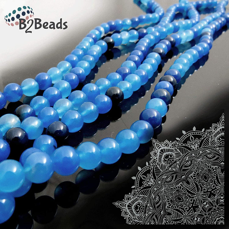 Blue Agate Semi-precious stones 6mm round, 60 beads/15" rope (Blue Agate 6mm 1 rope of 60 beads)