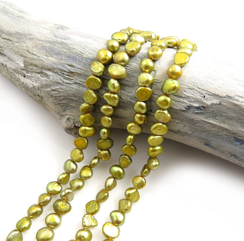 130pcs Natural Freshwater Pearls 5-6mm, green gold color