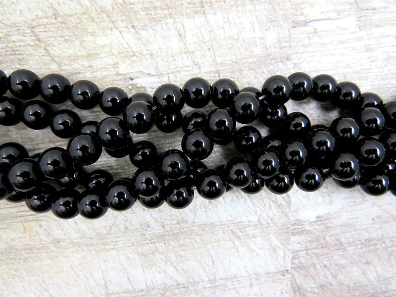 Semi-precious stones 8mm round, 45 beads/15" cord (Blackstone Jasper 1 cord-45 beads)