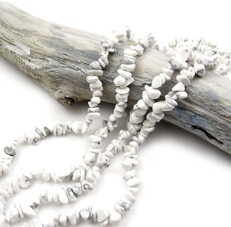 Howlite Chips semi-precious stone, 2 strings 32" each, beads irregular size 4 to 7mm