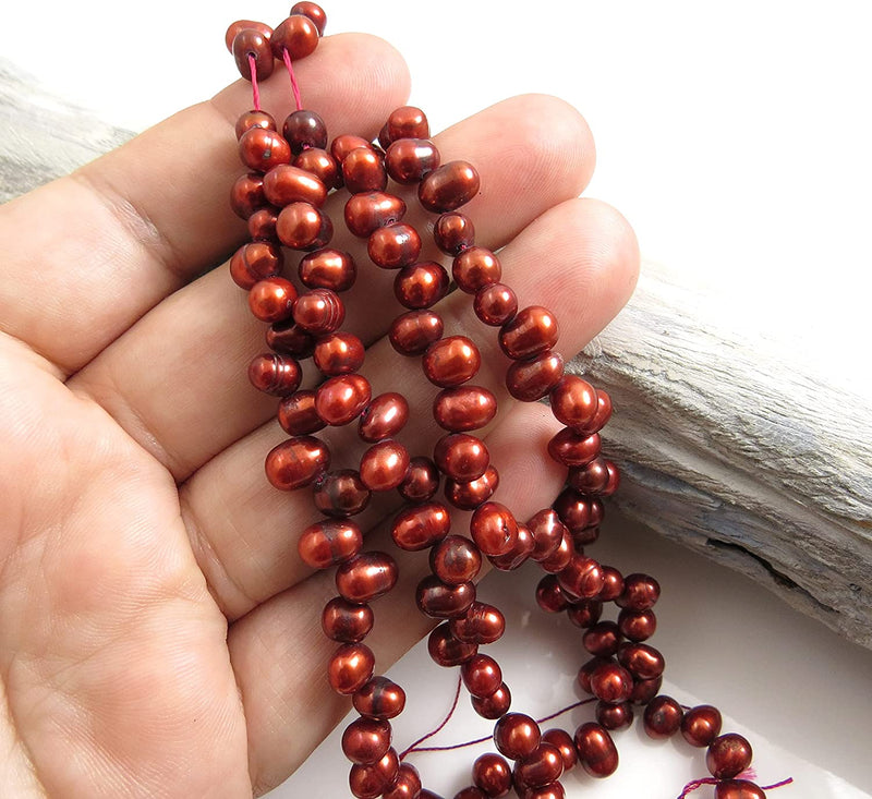 170pcs Natural Freshwater Pearls 4-7mm, Red Copper Color