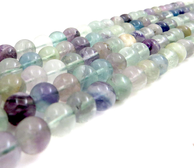 Fluorite Semi-precious stones 8mm round, 45 beads/15" rope (Rainbow Fluorite 2 ropes-90 beads)