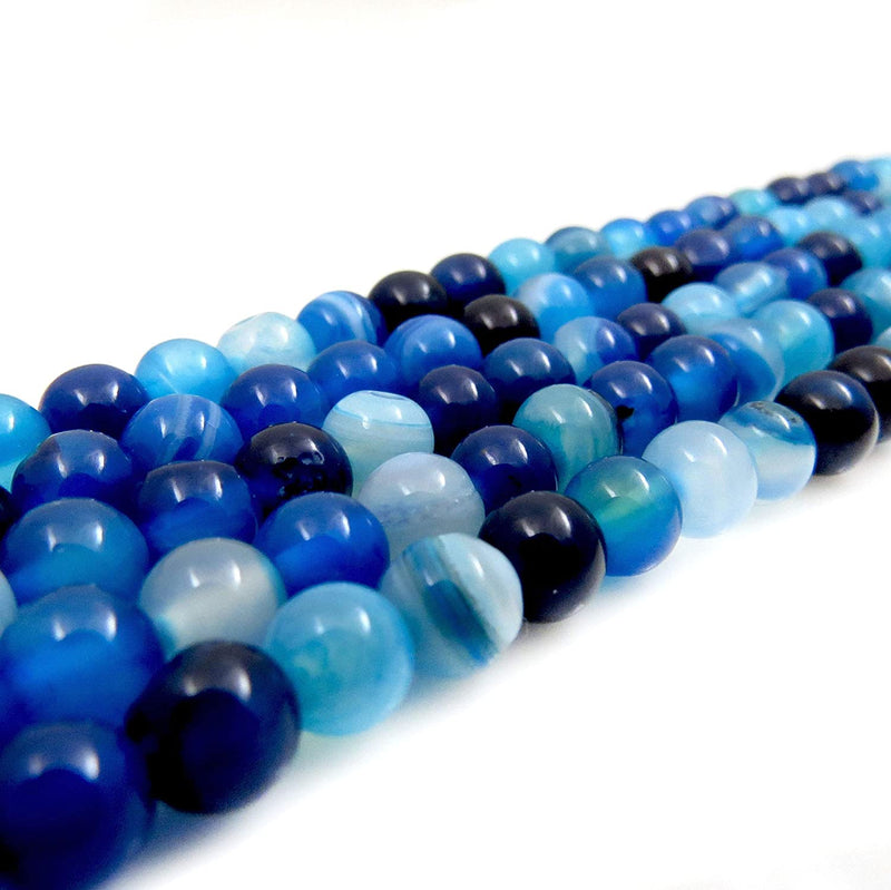 Blue Agate Semi-precious stones 6mm round, 60 beads/15" rope (Blue Agate 6mm 1 rope of 60 beads)