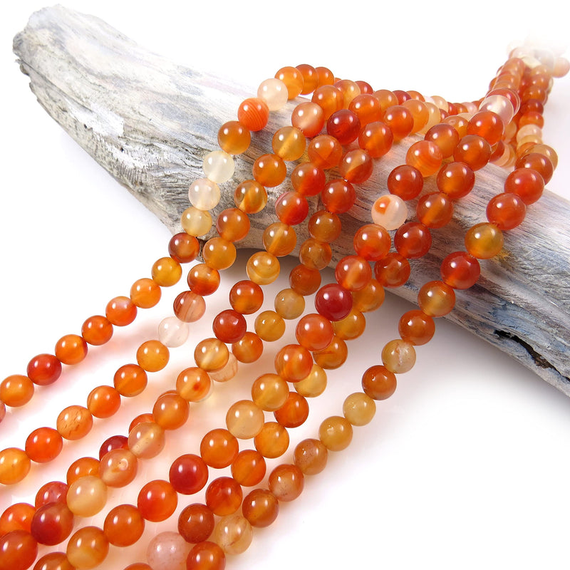 Carnelian Semi-precious stones 8mm round, 45 beads/15" string (Carnelian 1 string-45 beads)