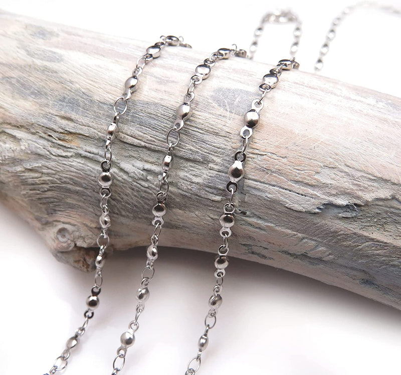 10m Stainless steel chain with beads 3.5x8.5mm