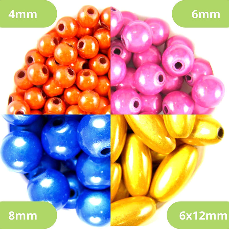 450 pcs Miracle Beads, beads acrylic, Mix of 4 styles 4,6,8mm and 6x12 oval, White