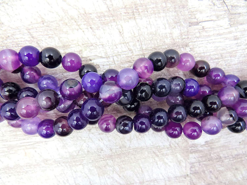 Purple Lace Agate Semi-precious stones 8mm round, 45 beads/15" rope (Purple Lace Agate 1 rope-45 beads)