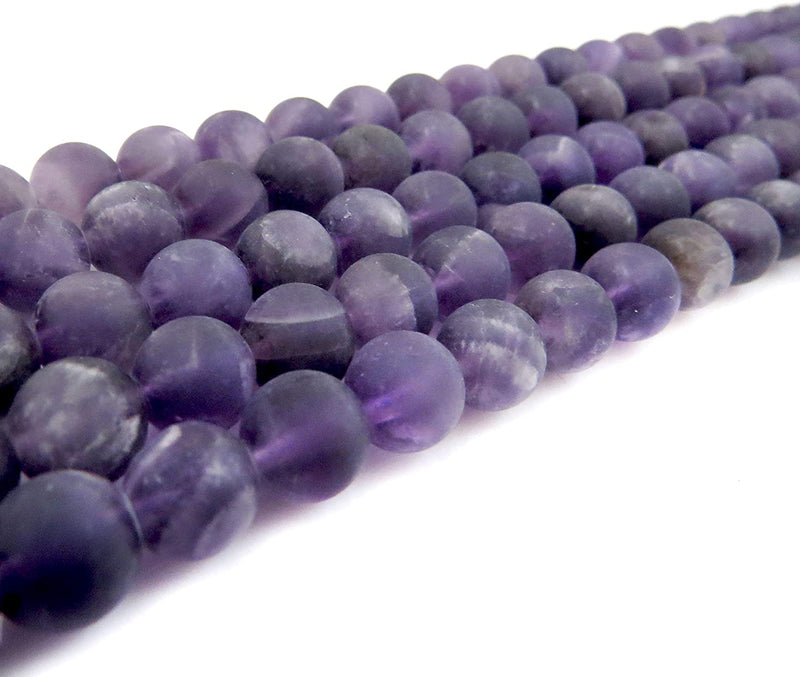 Amethyst Semi-precious Stone Matte, beads round 8mm, 45 beads/15" string (Amethyst 1 string-45 beads)