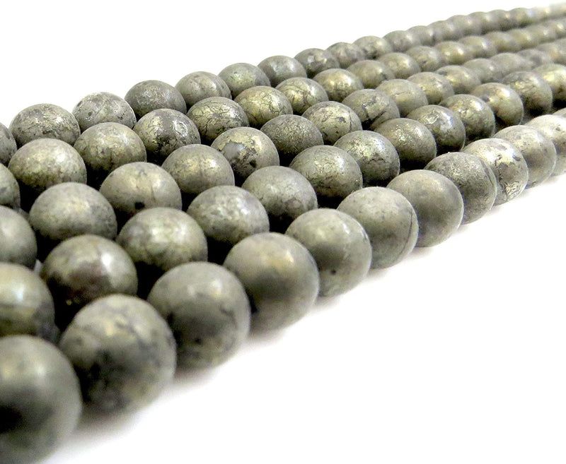 Pyrite Semi-precious stones 8mm round, 45 beads/15" rope (Pyrite 2 ropes-90 beads)