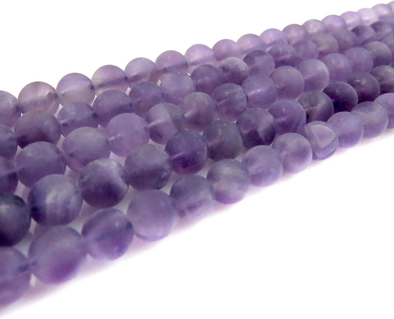 Amethyst Semi-precious Stone Matte beads 6mm round, 60 beads/15" rope (Amethyst 6mm 2 ropes-120 beads)