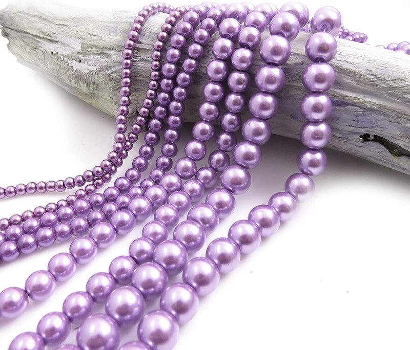 556pcs Glass Beads Collection, 4 sizes 4-6-8-10mm color Purple