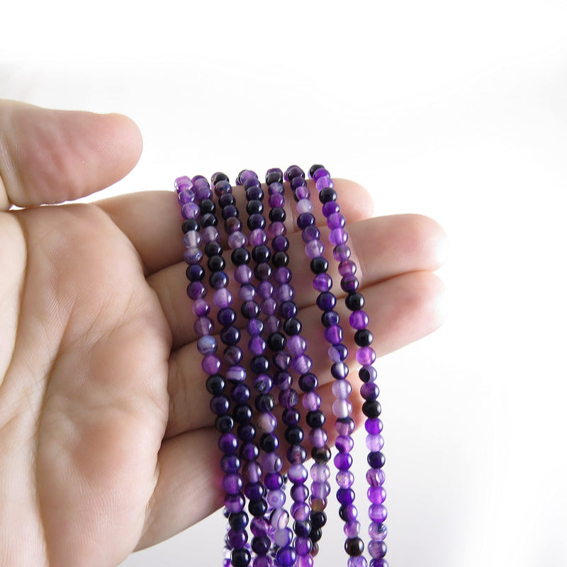 170 beads Semi-precious Purple Lace Agate 4mm round (Purple Lace Agate 4mm 2 strings-170 beads)