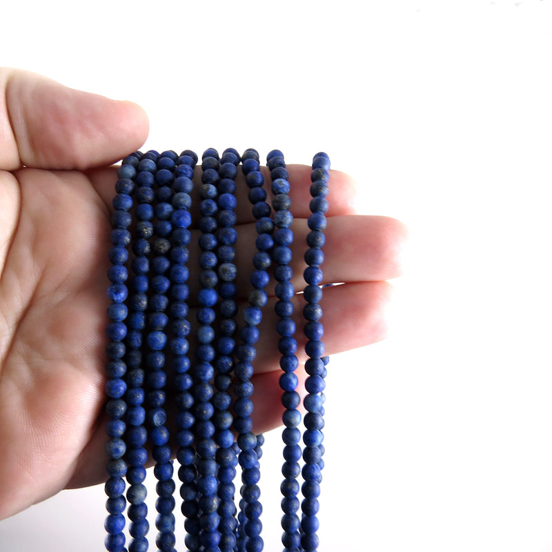 170 beads Lapis Lazuli Mat Semi-precious 4mm round (Lapis Lazuli Mat 4mm 2 strings-170 beads)