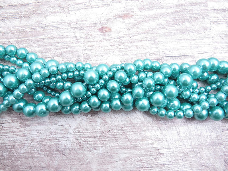 556pcs Glass Beads Collection, 4 sizes 4-6-8-10mm Aqua color
