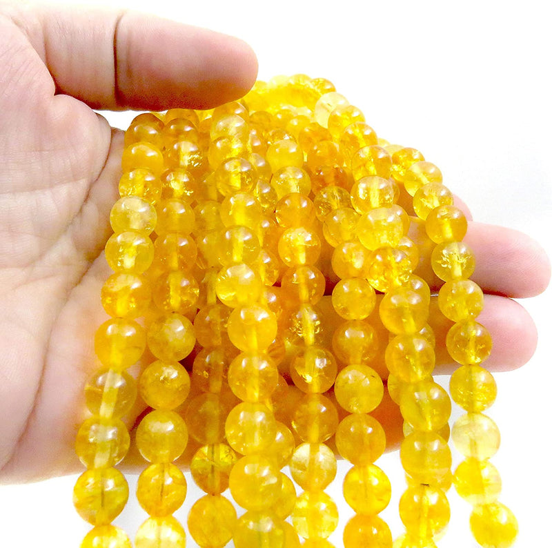 Citrine Semi-precious stones 8mm round, 45 beads/15" rope (Citrine 2 ropes-90 beads)