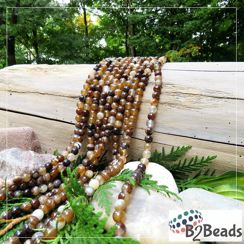 Brown Lace Agate Semi-precious stones 8mm round, 45 beads/15" rope (Brown Lace Agate 1 rope-45 beads)