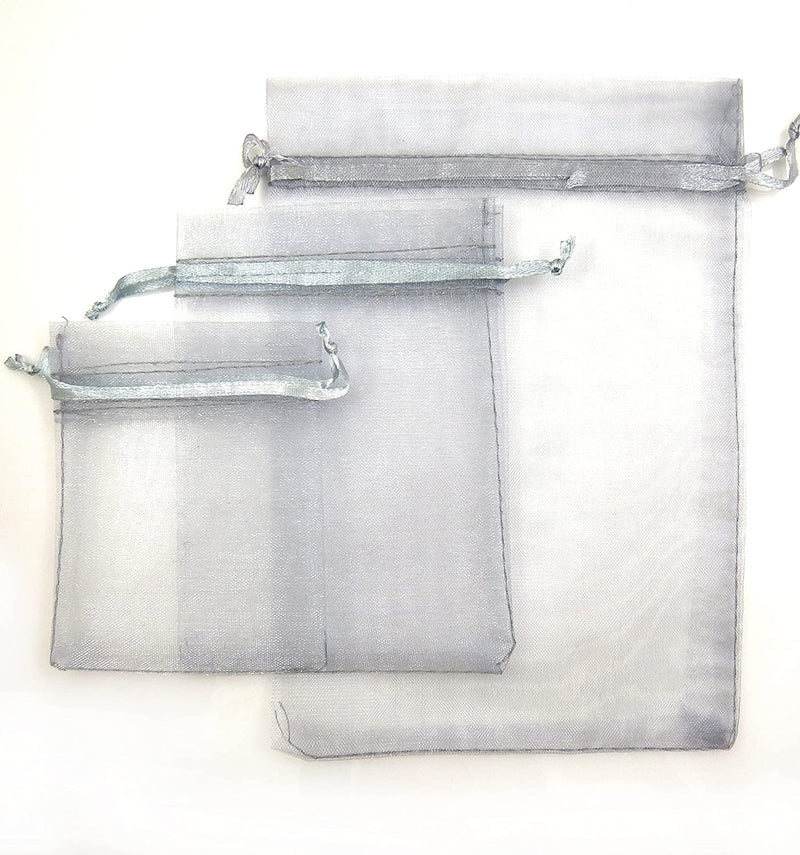 75 pcs Organza bags for jewelry, offered in 3 sizes 25 bags each, Silver