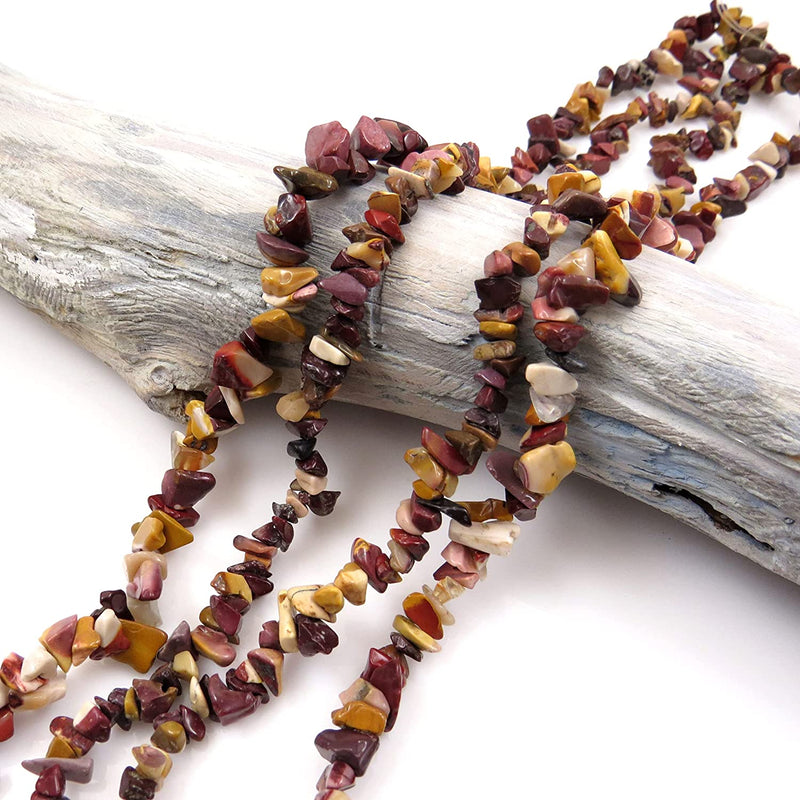 Mookaite Chips Semi-precious stone, 2 strings 32" each, beads irregular size 4 to 7mm