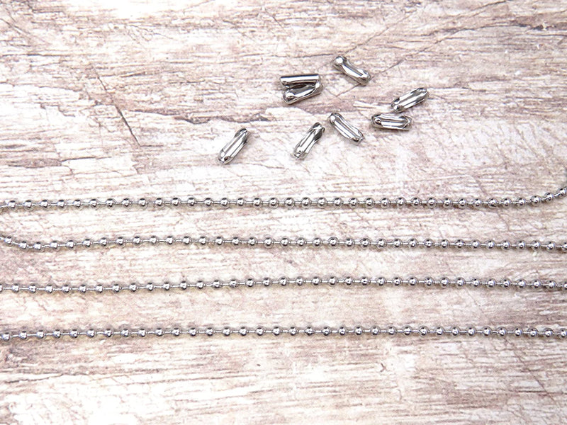 10m Stainless Steel Ball Chain 2.5mm, 15 Connectors included