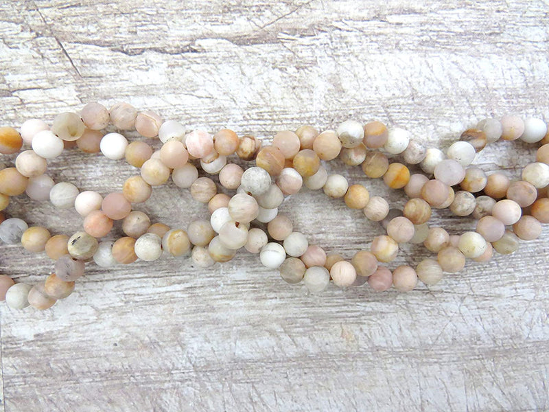 Natural Moonstone Semi-precious Stone Matte beads 6mm round, 60 beads/15" rope (Natural Moonstone 6mm 2 ropes-120 beads)
