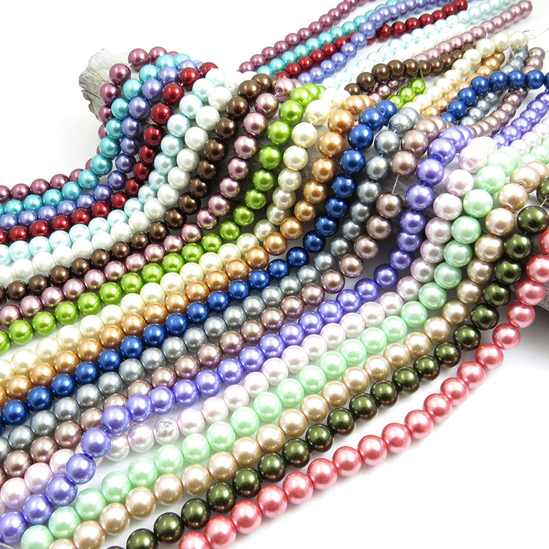 840pcs 10mm Glass Beads Collection in 20 colors, mix of 20 strings of 42 beads