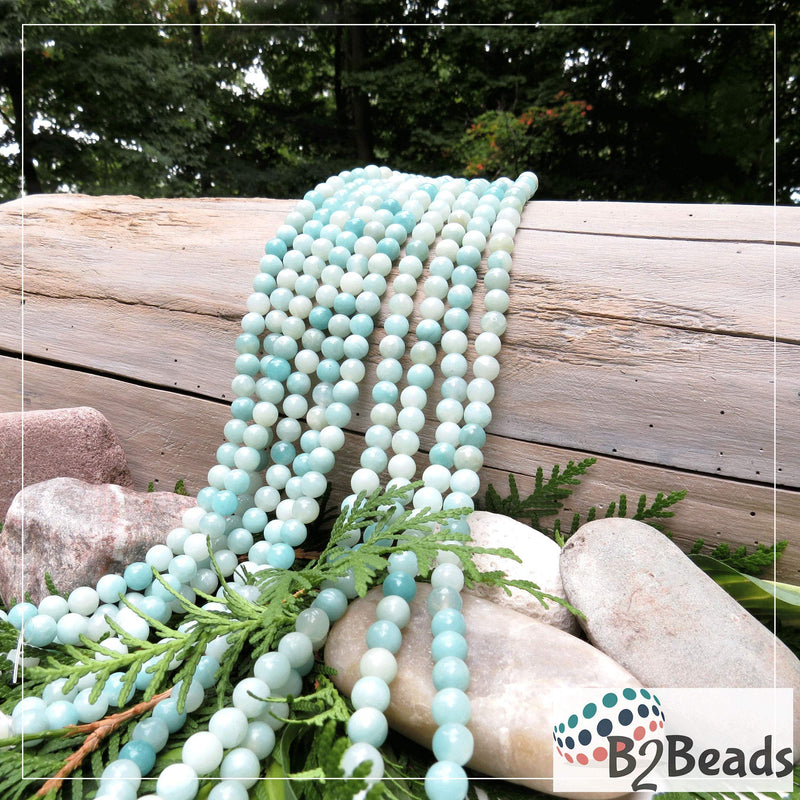 Amazonite Semi-precious stones 8mm round, 45 beads/15" rope (Amazonite 2 ropes-90 beads)