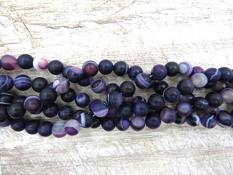 Purple Lace Agate Semi-precious Stone Matte, beads round 8mm, 45 beads/15" rope (Purple Lace Agate 1 rope-45 beads)