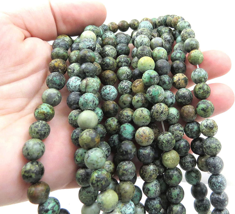 African Turquoise Semi-precious stones 8mm round, 45 beads/15" rope (African Turquoise 1 rope-45 beads)
