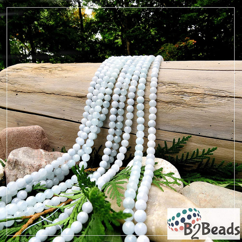 Aquamarine Semi-precious stones 8mm round, 45 beads/15" rope (Aquamarine 1 rope-45 beads)