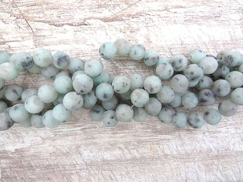 Jasper Kiwi Sesame Semi-precious Stone Matte, beads rounds 8mm, 45 beads/15" rope (Jasper Kiwi Sesame 1 rope-45 beads)