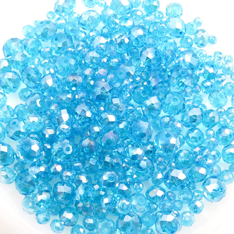 300 pcs Faceted Crystal Rings, Mix of 4 sizes, Aqua AB