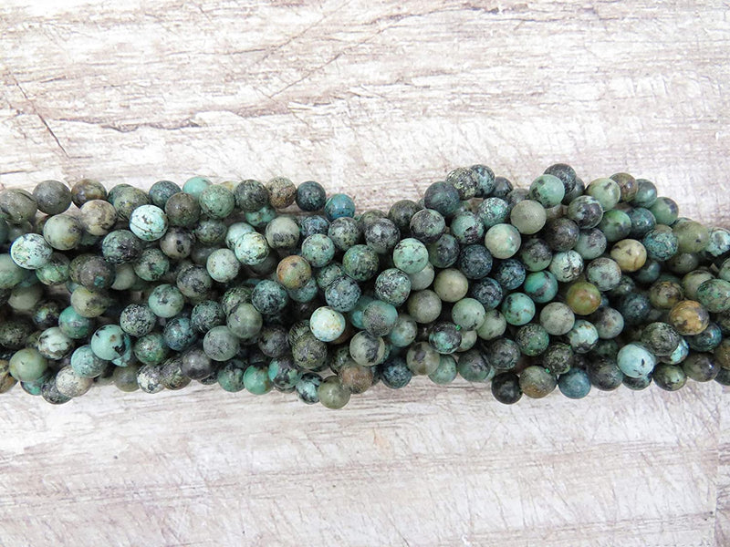 African Turquoise Semi-precious stones 6mm round, 60 beads/15" rope (African Turquoise 6mm 1 rope of 60 beads)