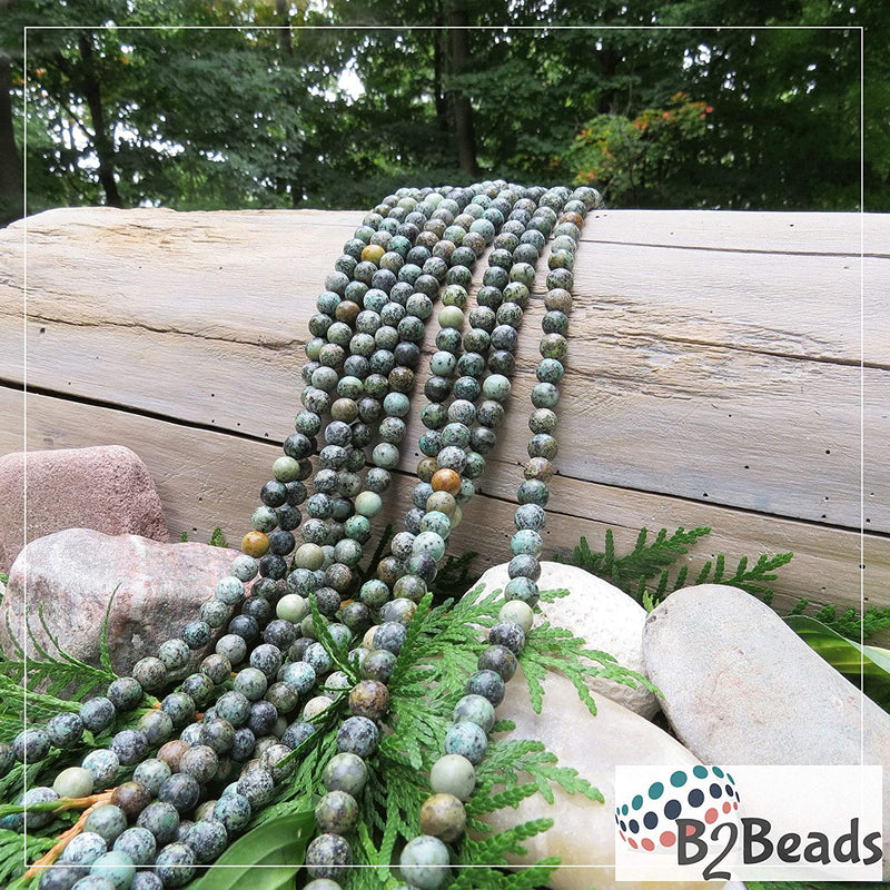African Turquoise Semi-precious stones 8mm round, 45 beads/15" rope (African Turquoise 1 rope-45 beads)
