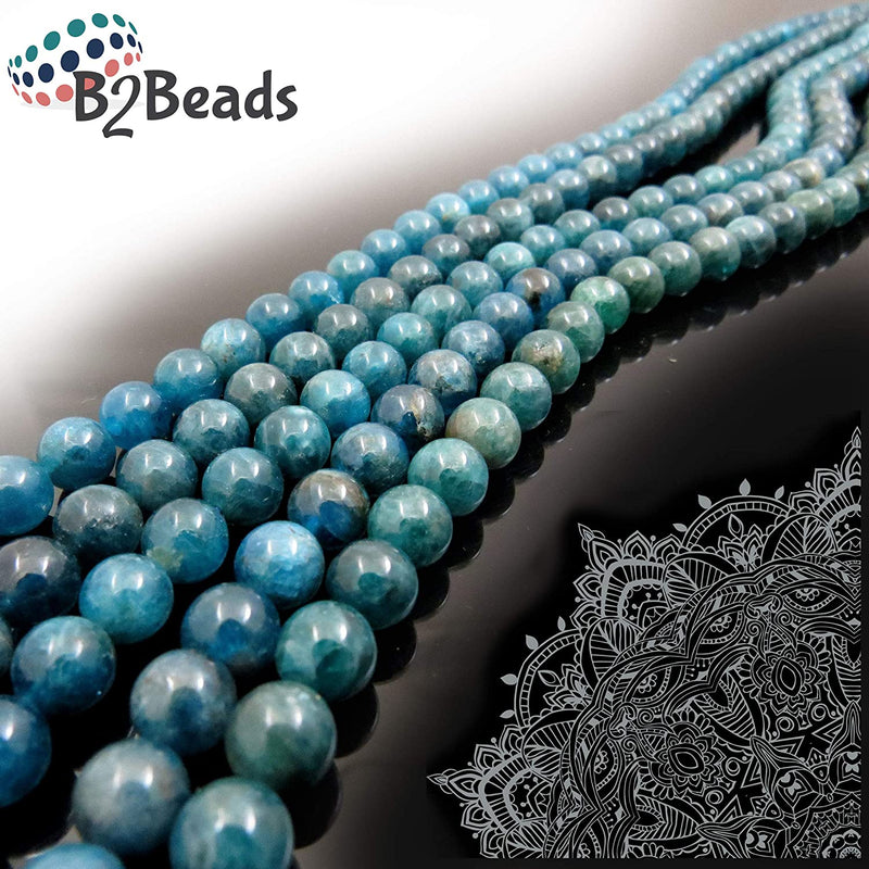 Apatite Semi-precious stones 8mm round, 45 beads/15" string (Apatite 2 strings-90 beads)