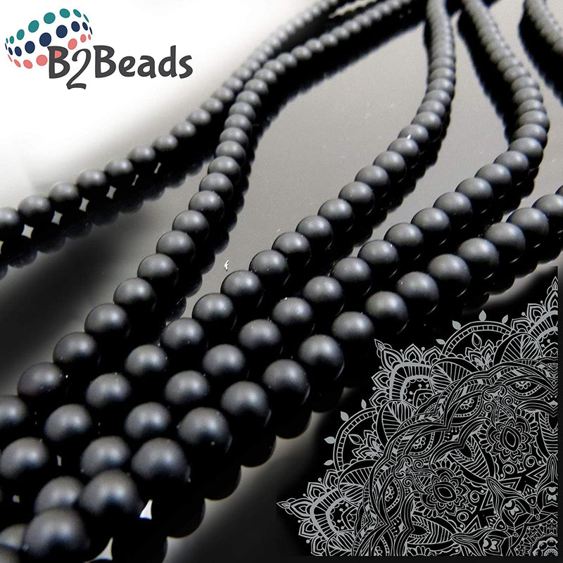 Blackstone Jasper Semi-precious Stone Matte beads 6mm round, 60 beads/15" string (Blackstone Jasper 6mm 2 strings-120 beads)