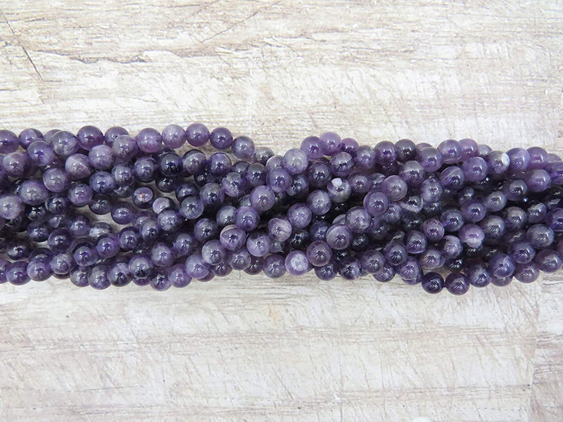 Amethyst Semi-precious stones 6mm round, 60 beads/15" string (Amethyst 6mm 1 string of 60 beads)