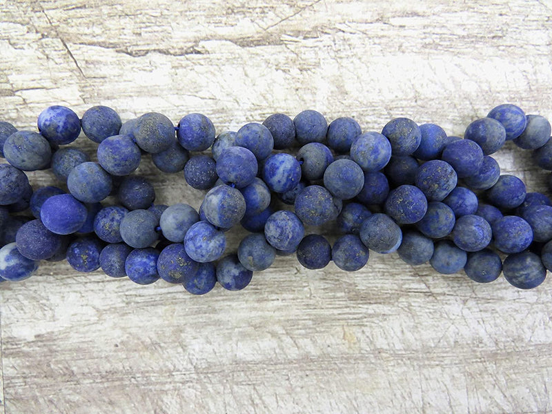 Lapis Lazuli Semi-precious Stone Matte, beads round 8mm, 45 beads/15" cord (Lapis Lazuli 1 cord-45 beads)