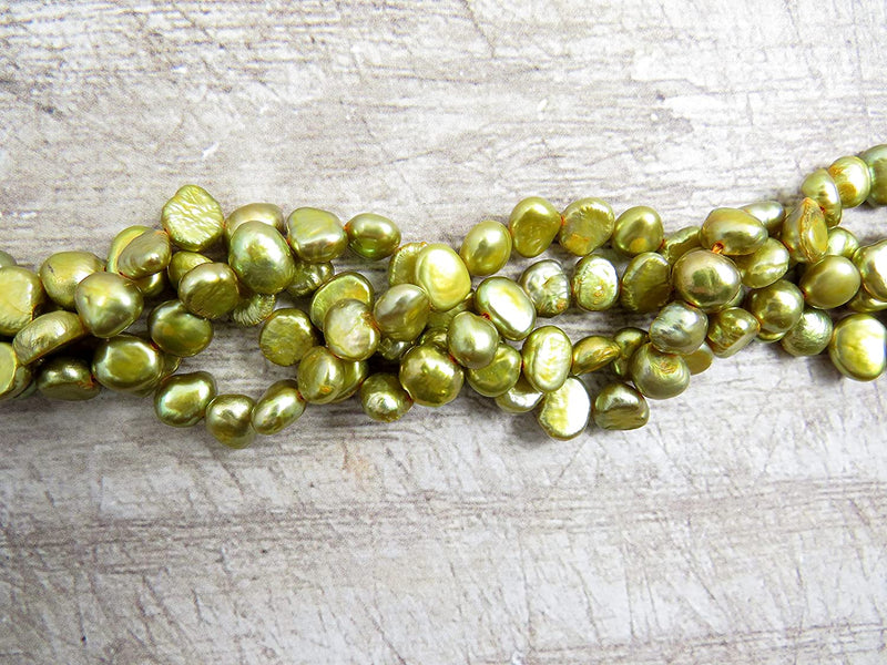 130pcs Natural Freshwater Pearls 5-6mm, green gold color