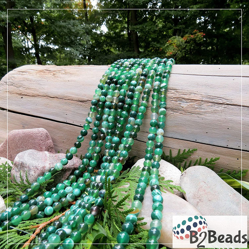 Green Lace Agate Semi-precious stones 8mm round, 45 beads/15" rope (Green Lace Agate 1 rope-45 beads)