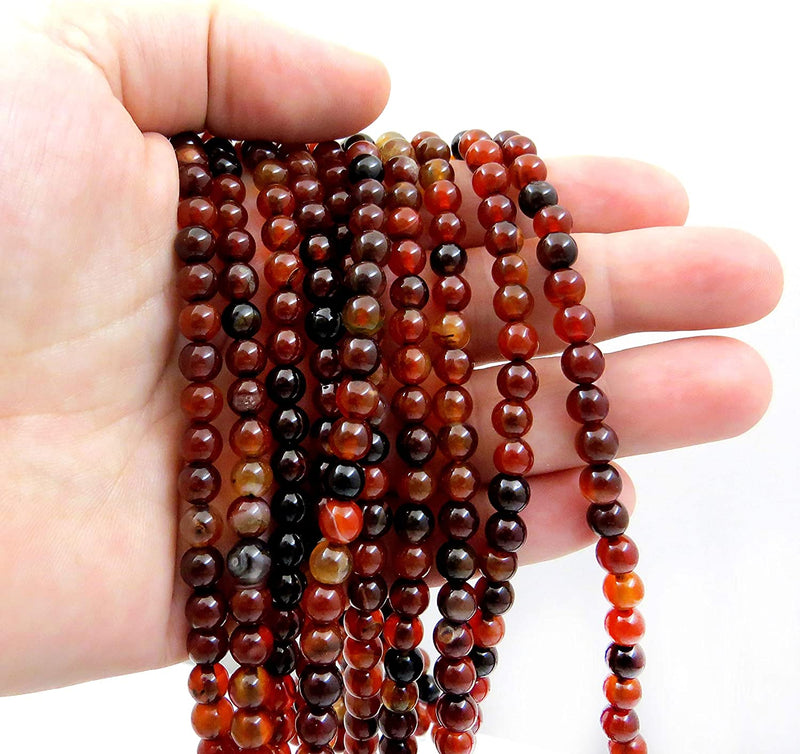 Natural Agate Semi-precious stones 6mm round, 60 beads/15" rope (Natural Dark Agate 6mm 1 rope of 60 beads)