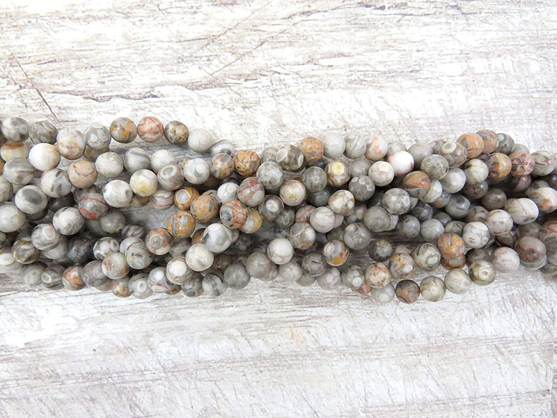 Fossil Agate Semi-precious stones 6mm round, 60 beads/15" rope (Fossil Agate 6mm 1 rope of 60 beads)