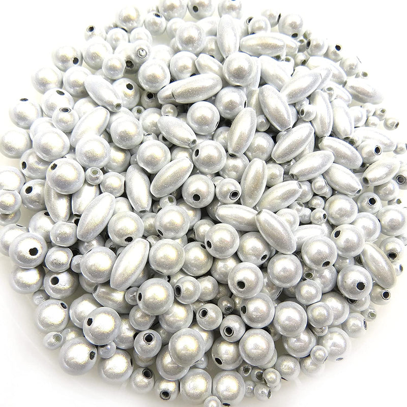 450 pcs Miracle Beads, beads acrylic, Mix of 4 styles 4,6,8mm and 6x12 oval, White